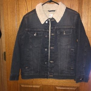 wonder nation black jean denim jacket sherpa